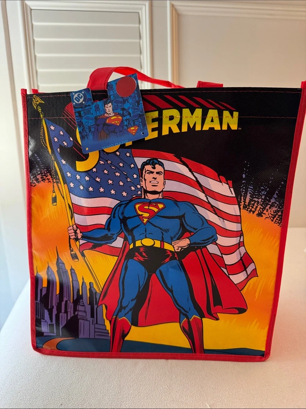 Superman Red & Blue Graphic Tote Bag